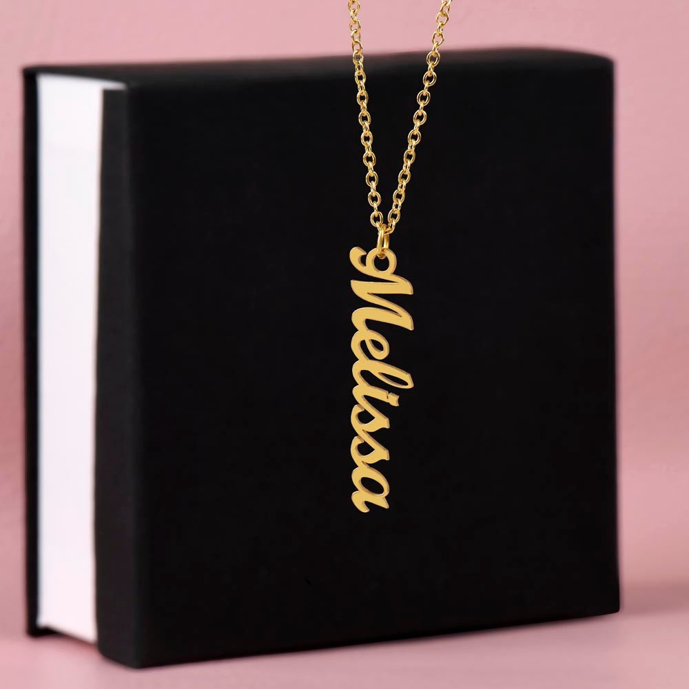 Personalized Name Vertical Dangling Necklace Gift For Daughter Graduation Gift 003