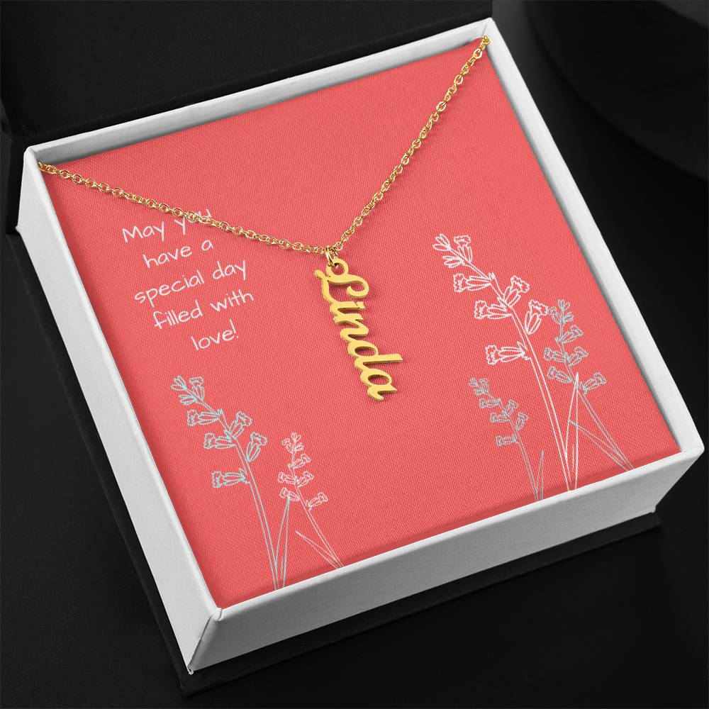 1Personalized Name Vertical Dangling Necklace Gift For Daughter Special Day