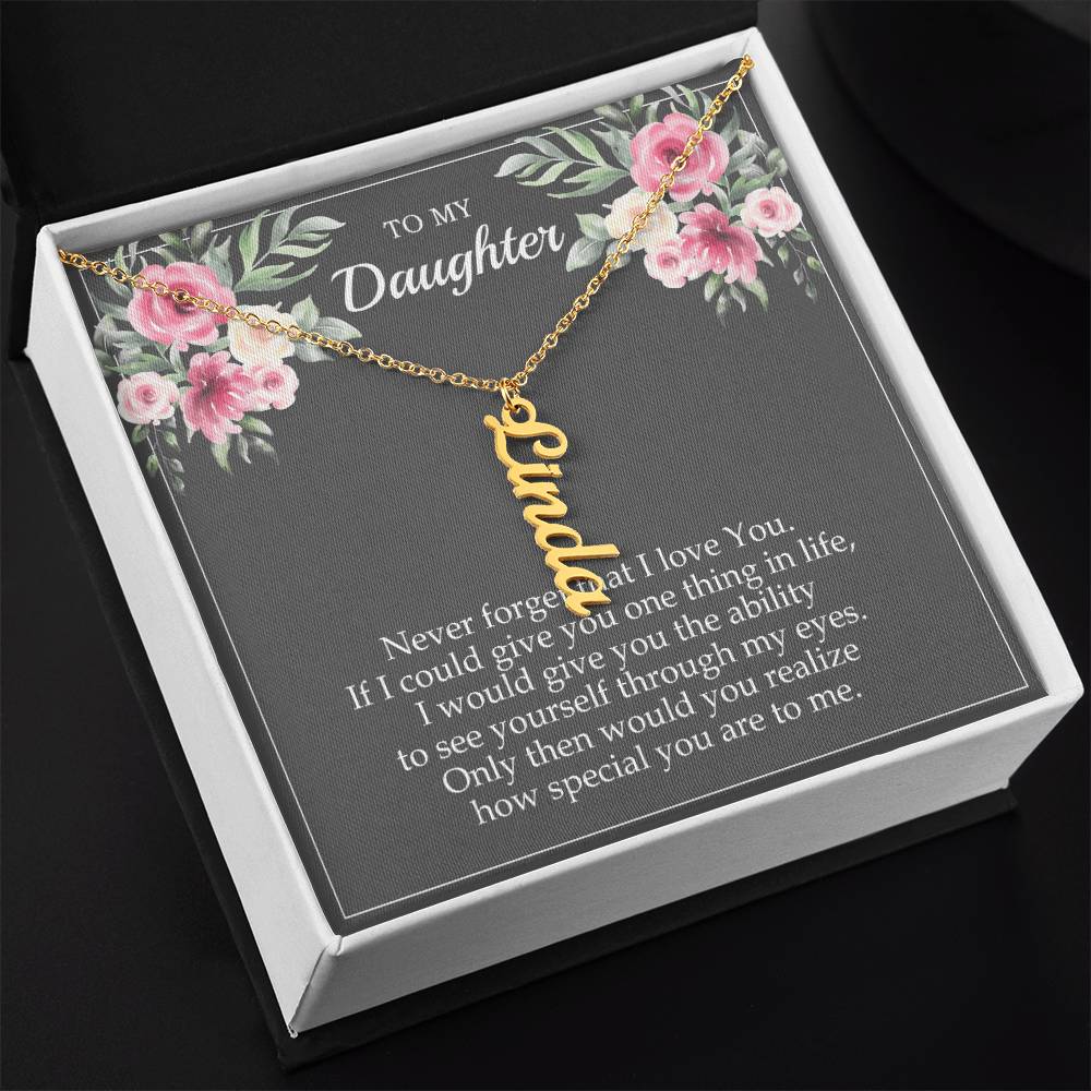 Personalized Name Vertical Dangling Necklace Gift For Daughter Flower MC6 Gray Daughter Ability To See