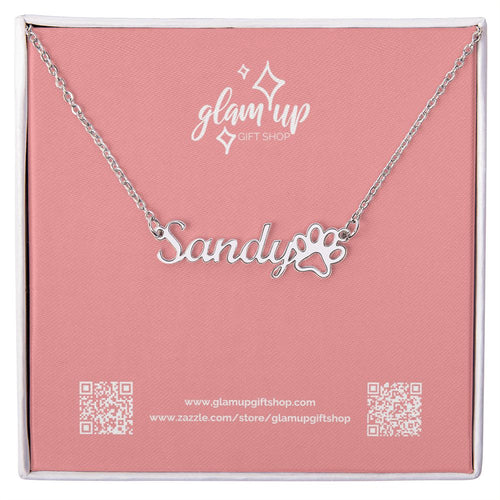 Personalized Name Necklace with Dog Paw Cat Paw Gift for Pet Lovers Fur Moms