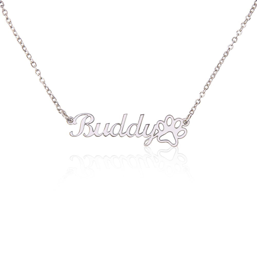 Personalized Name Necklace with Dog Paw Cat Paw Gift for Pet Lovers Fur Moms