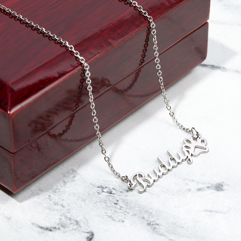 Personalized Name Necklace with Dog Paw Cat Paw Gift for Pet Lovers Fur Moms