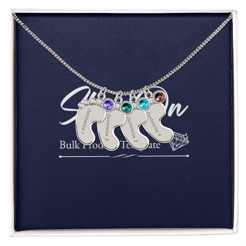 Baby Feet Necklace with Name and Birthstone Gift for Mom