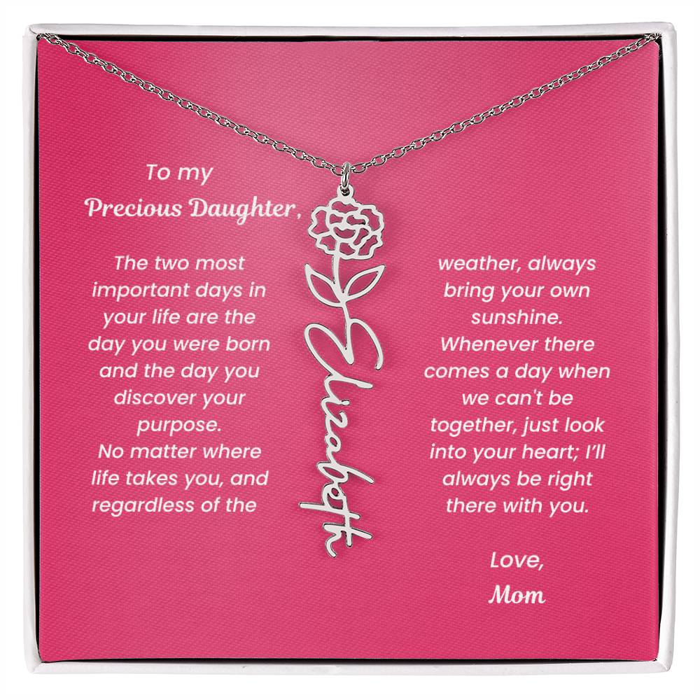 Personalized Name Birth Month Flower Necklace Gift for Daughter or Granddaughter - BFNVMC71D