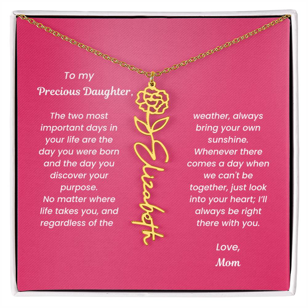 Personalized Name Birth Month Flower Necklace Gift for Daughter or Granddaughter - BFNVMC71D