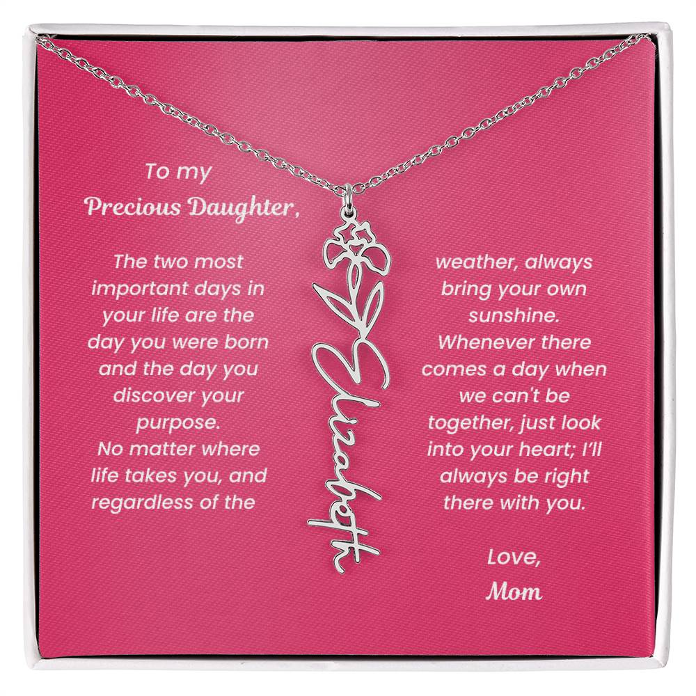 Personalized Name Birth Month Flower Necklace Gift for Daughter or Granddaughter - BFNVMC71D