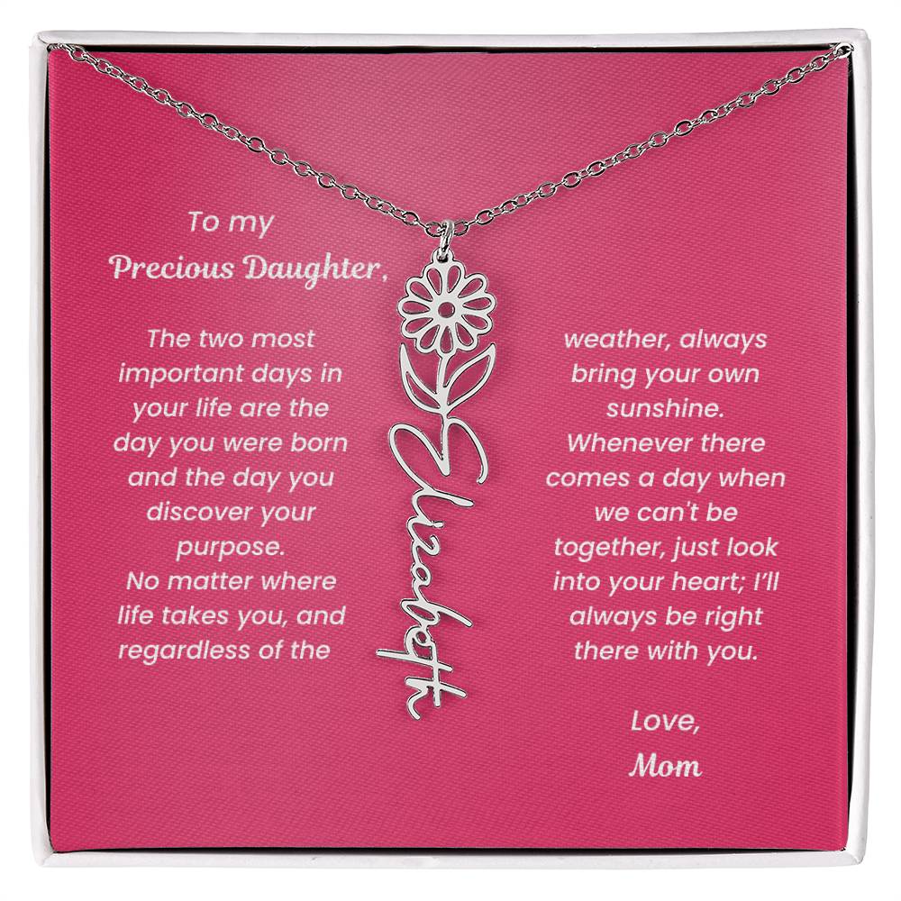 Personalized Name Birth Month Flower Necklace Gift for Daughter or Granddaughter - BFNVMC71D