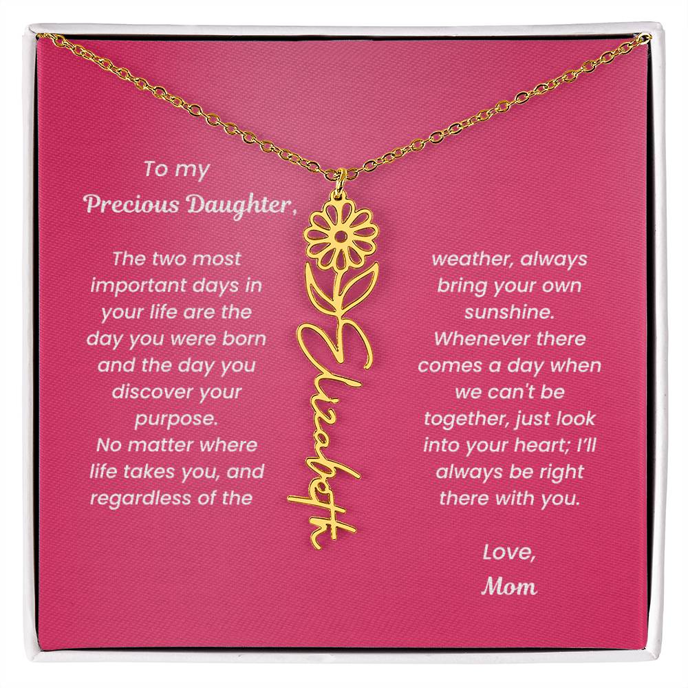 Personalized Name Birth Month Flower Necklace Gift for Daughter or Granddaughter - BFNVMC71D