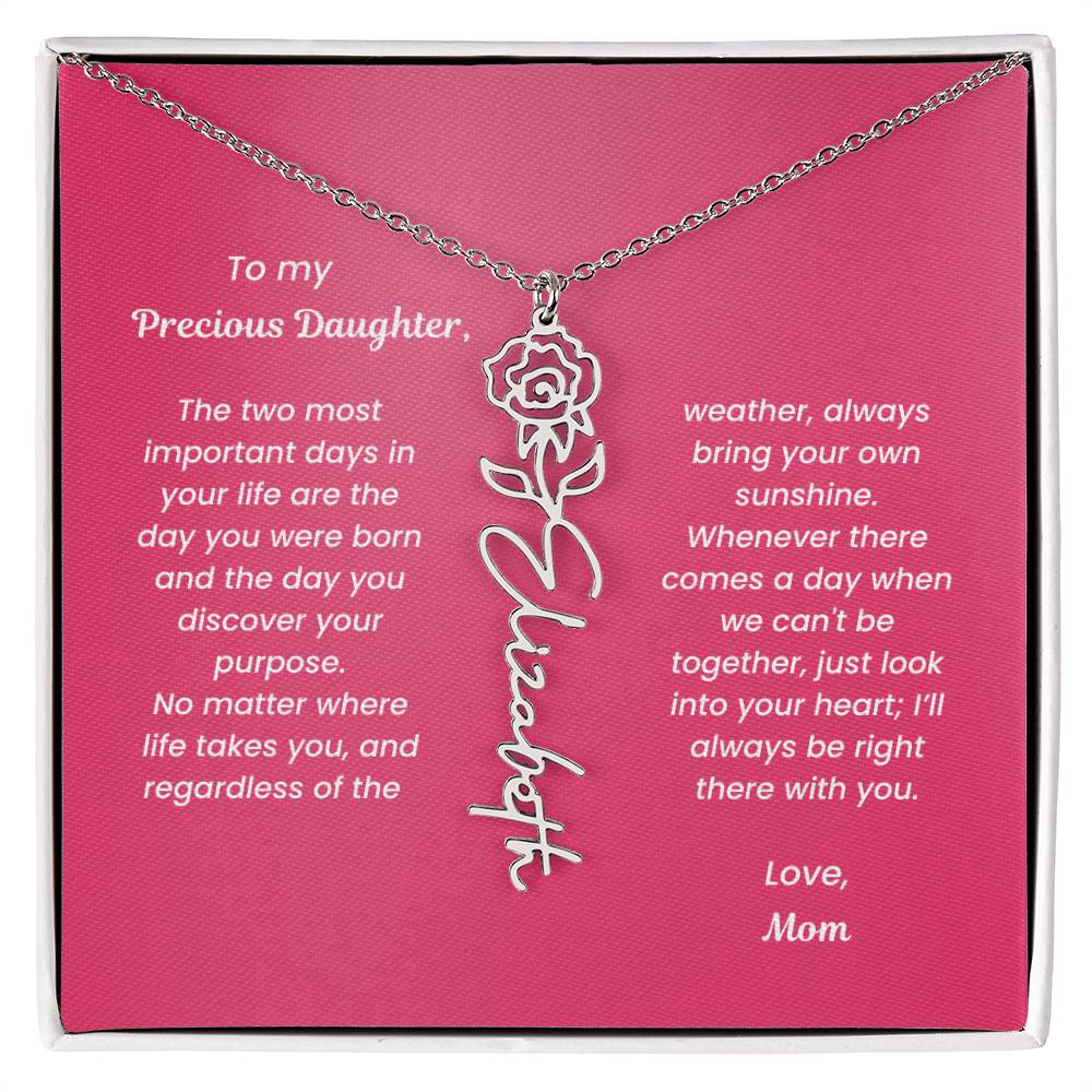 Personalized Name Birth Month Flower Necklace Gift for Daughter or Granddaughter - BFNVMC71D