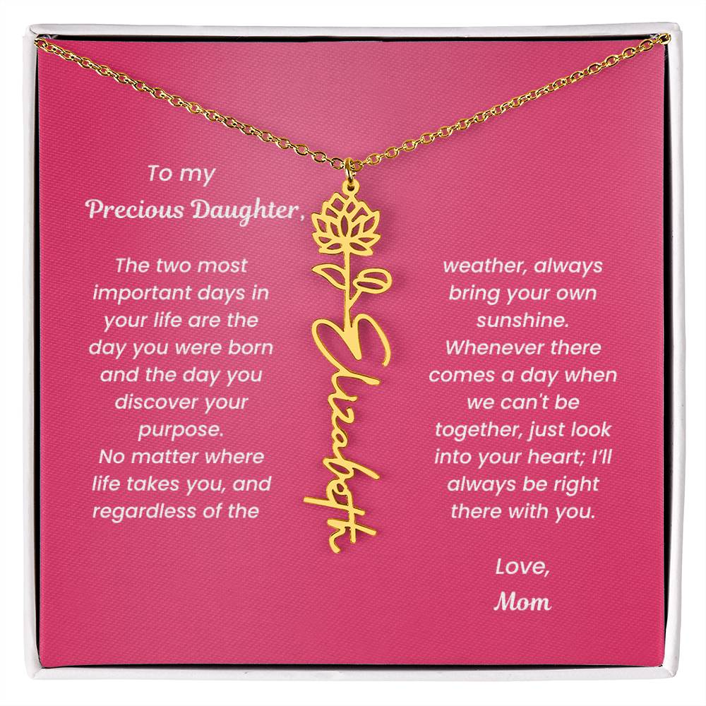 Personalized Name Birth Month Flower Necklace Gift for Daughter or Granddaughter - BFNVMC71D