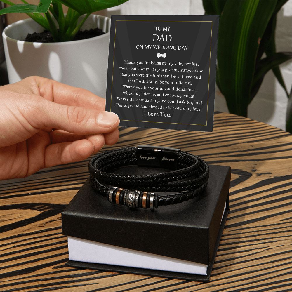 To My Dad Wedding Men's Braided Leather Bracelet Gift For Fathers BLB_DAD M49
