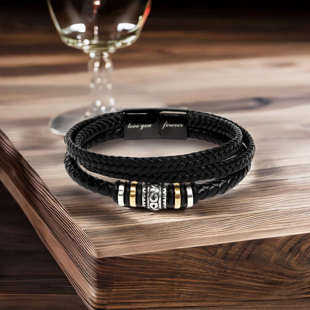 Men's Braided Leather Bracelet Gift For Him BLB_ M18