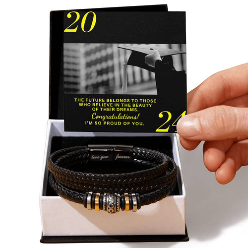 Class of 2024 Graduation Gift For Son, Grandson or Nephew Men's  Vegan Leather Braided Bracelet