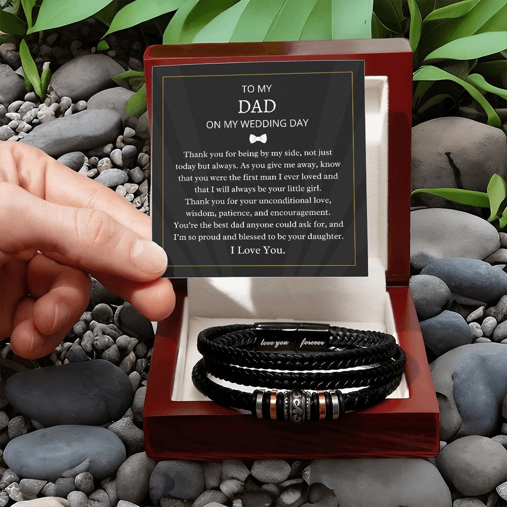 To My Dad Wedding Men's Braided Leather Bracelet Gift For Fathers BLB_DAD M49