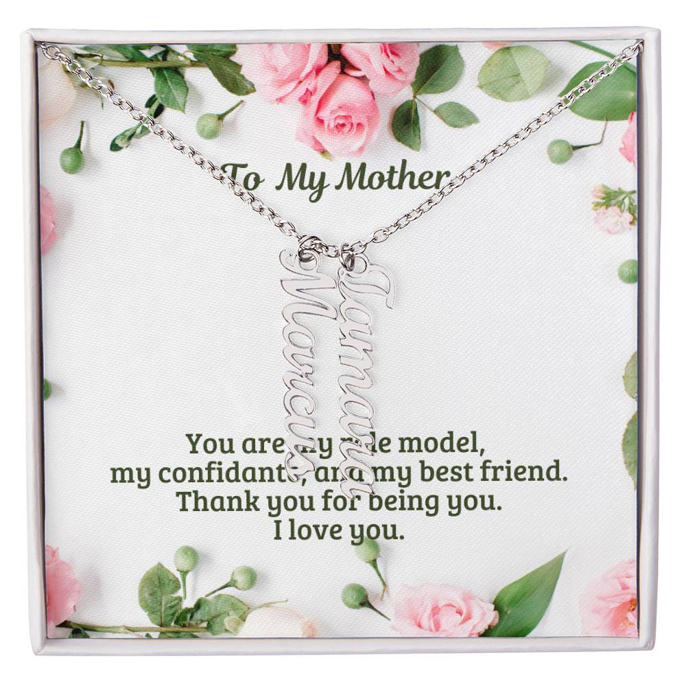 To My Mother Personalized Multi Name Vertical Necklace