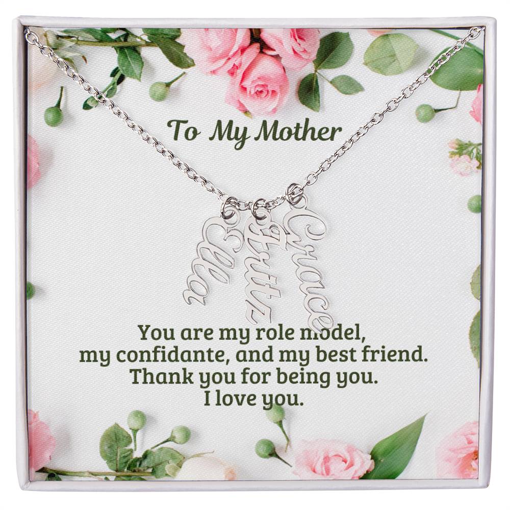 To My Mother Personalized Multi Name Vertical Necklace