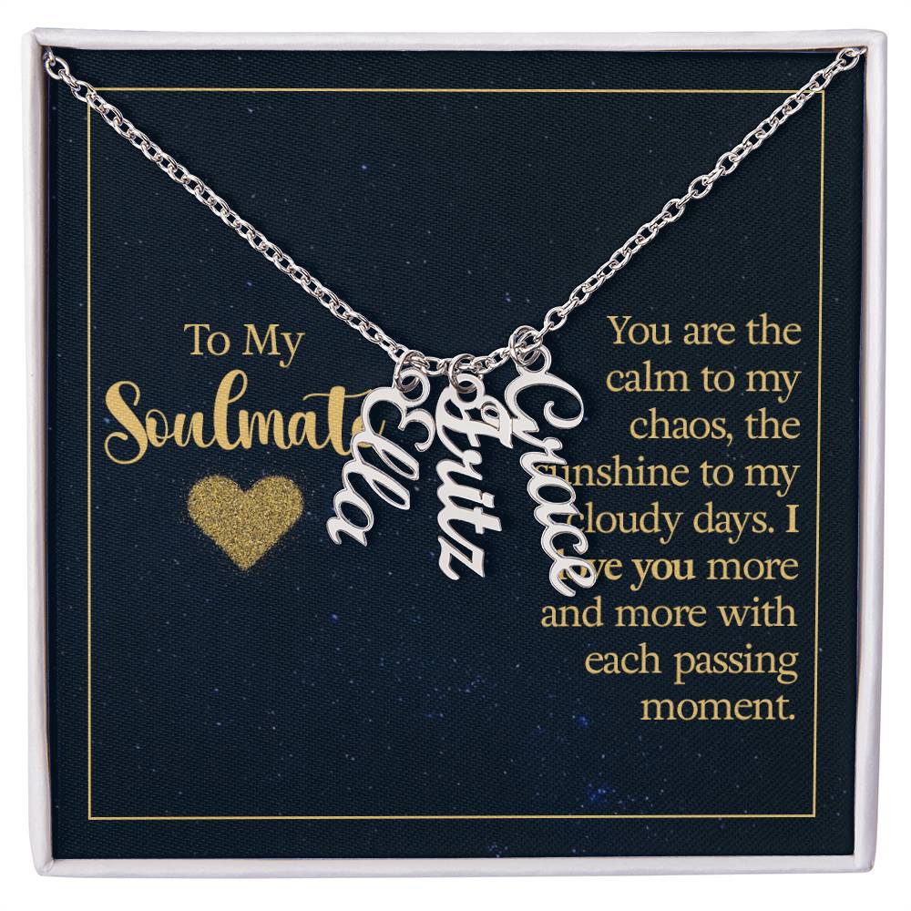 To My Soulmate Personalized Vertical Multi Name Necklace