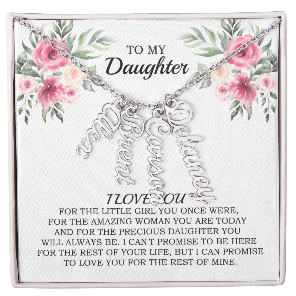 To My Daughter Personalized Vertical Multi Name Necklace