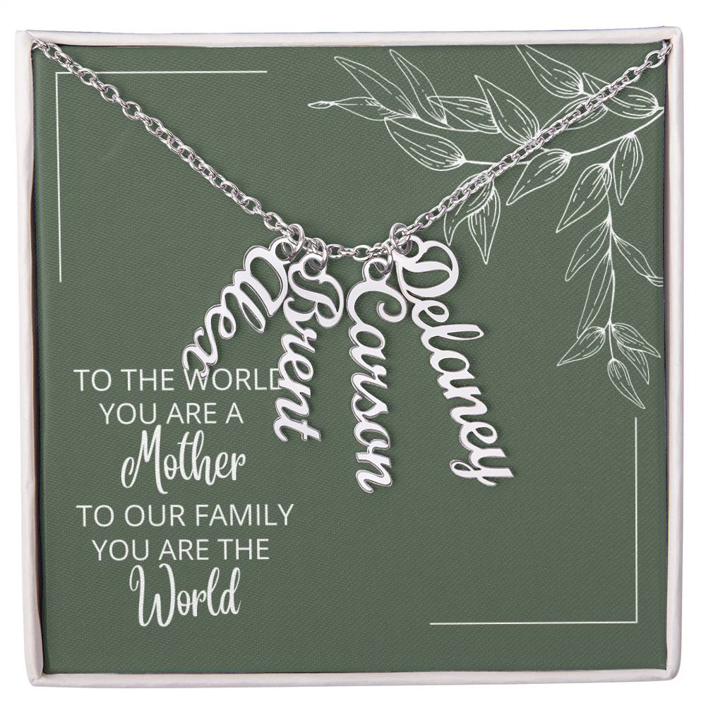 A Mother Personalized Multi Name Vertical Necklace