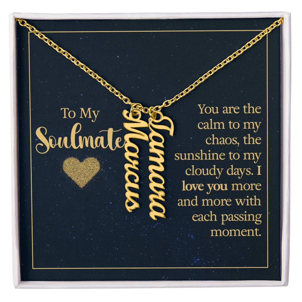 To My Soulmate Personalized Vertical Multi Name Necklace