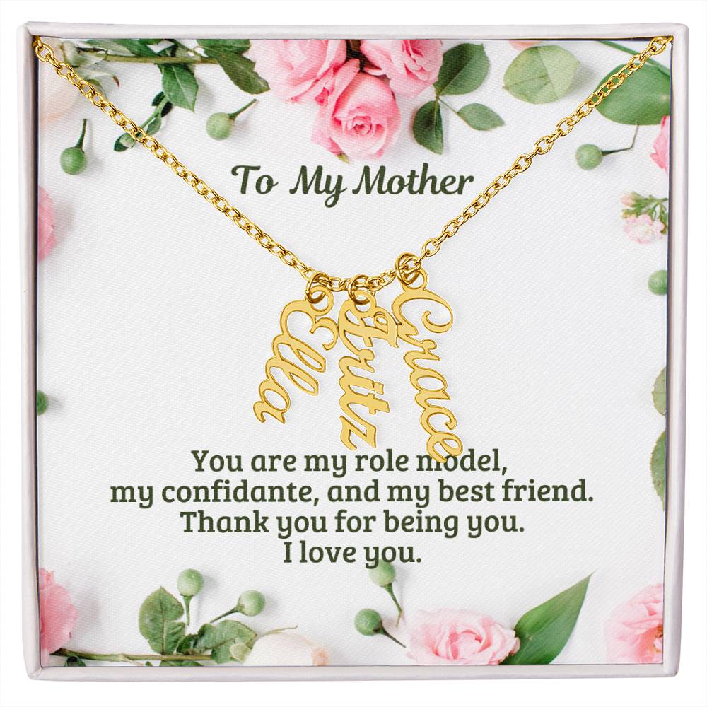 To My Mother Personalized Multi Name Vertical Necklace