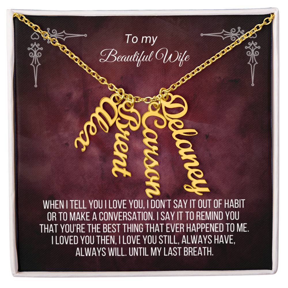 Personalized Multi Name Vertical Pendant Necklace - WifeM18
