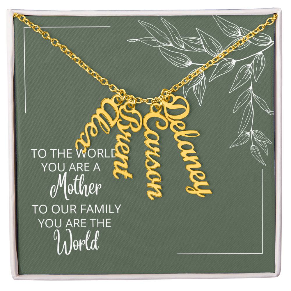 A Mother Personalized Multi Name Vertical Necklace