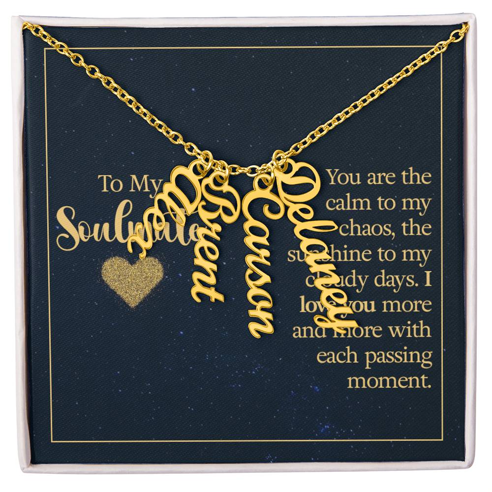 To My Soulmate Personalized Vertical Multi Name Necklace