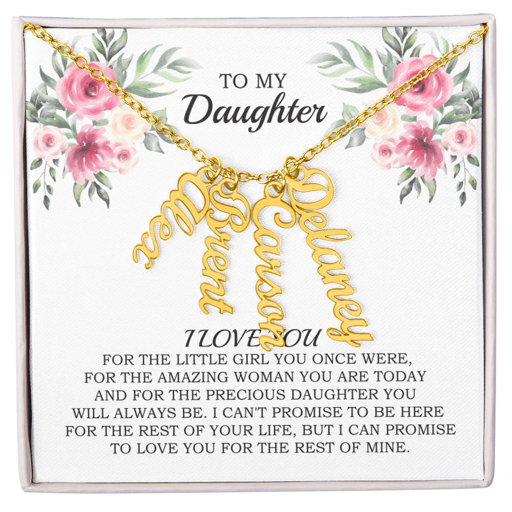 To My Daughter Personalized Vertical Multi Name Necklace