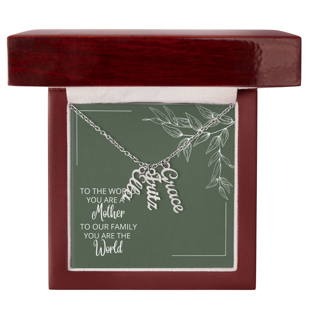 A Mother Personalized Multi Name Vertical Necklace