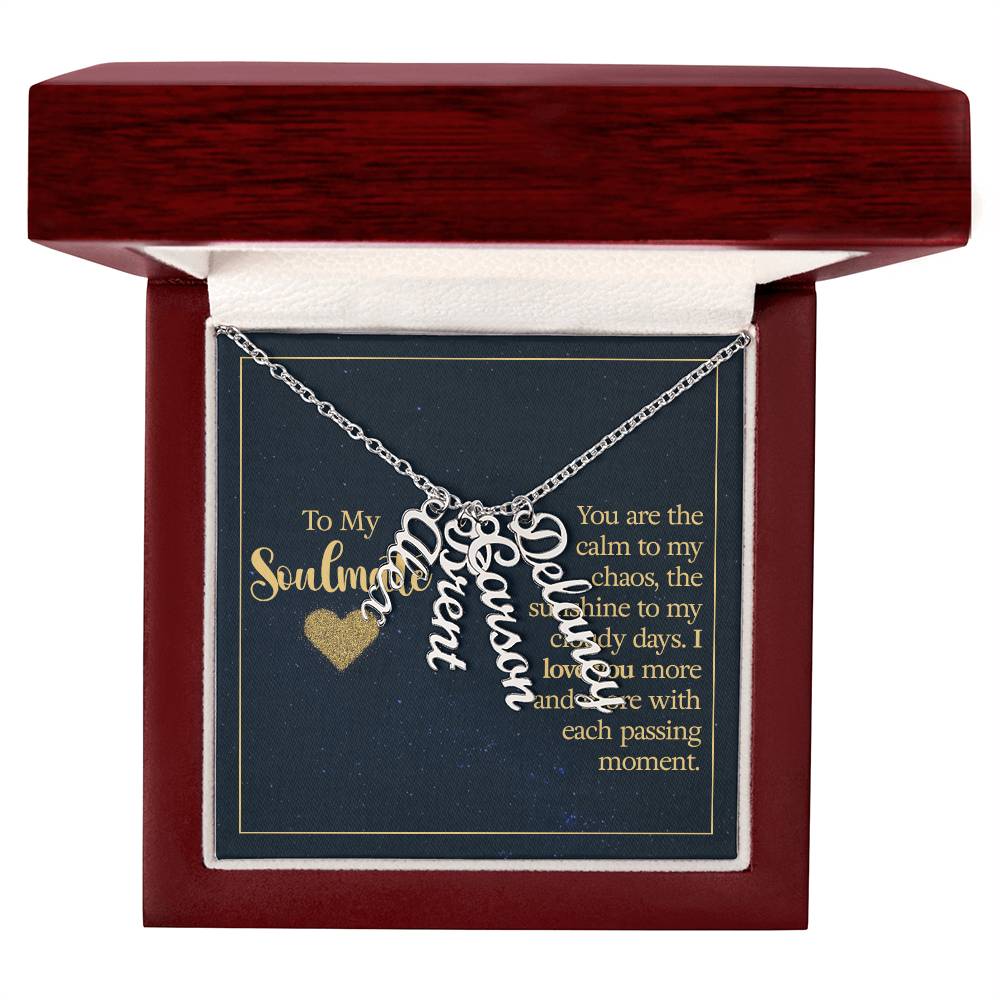 To My Soulmate Personalized Vertical Multi Name Necklace