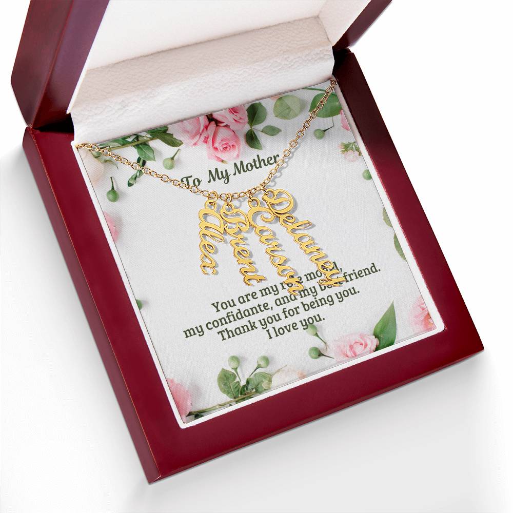 To My Mother Personalized Multi Name Vertical Necklace