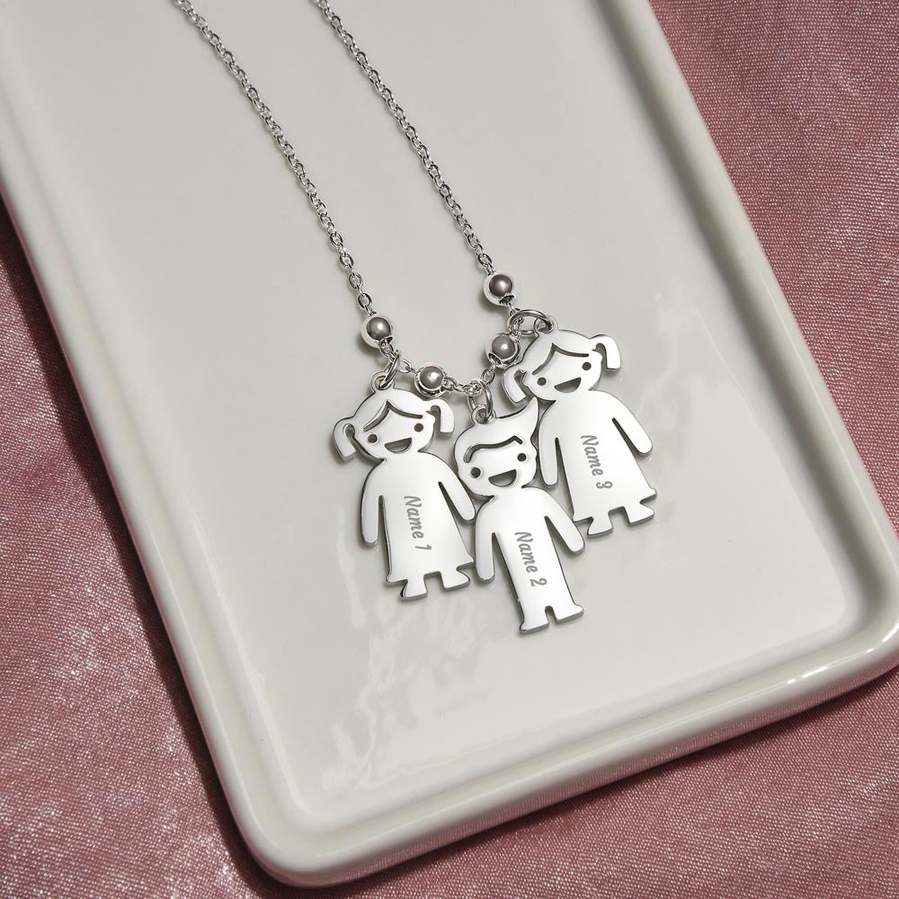 Personalized Engraved Name Girl Boy Child Shaped Necklace