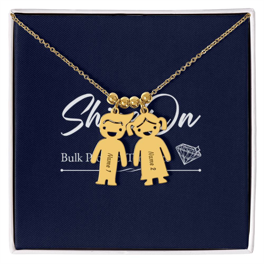 Personalized Engraved Name Girl Boy Child Shaped Necklace