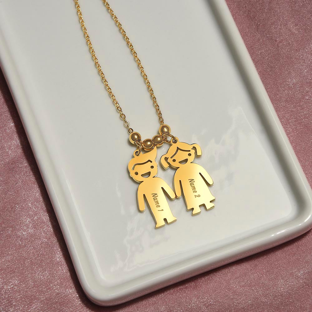 Personalized Engraved Name Girl Boy Child Shaped Necklace