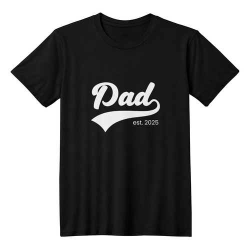 Dad Est. 20XX Custom Year  Black t-Shirt – Vintage Baseball Style Father's Day Gift, Birthday Gift for  Dad