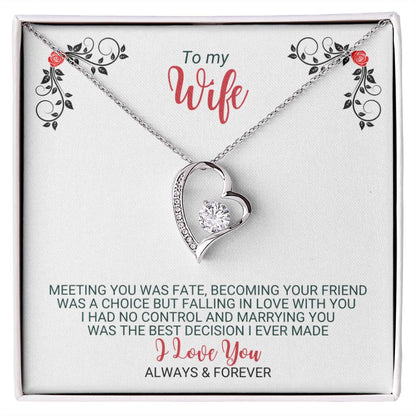 To My Wife - Best Decision Ever - Heart Necklace - FLHNWifeM24