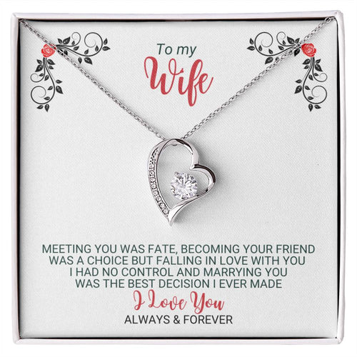 To My Wife - Best Decision Ever - Heart Necklace - FLHNWifeM24