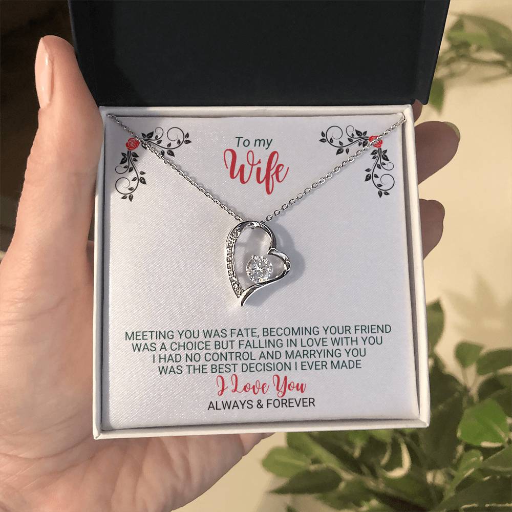 To My Wife - Best Decision Ever - Heart Necklace - FLHNWifeM24