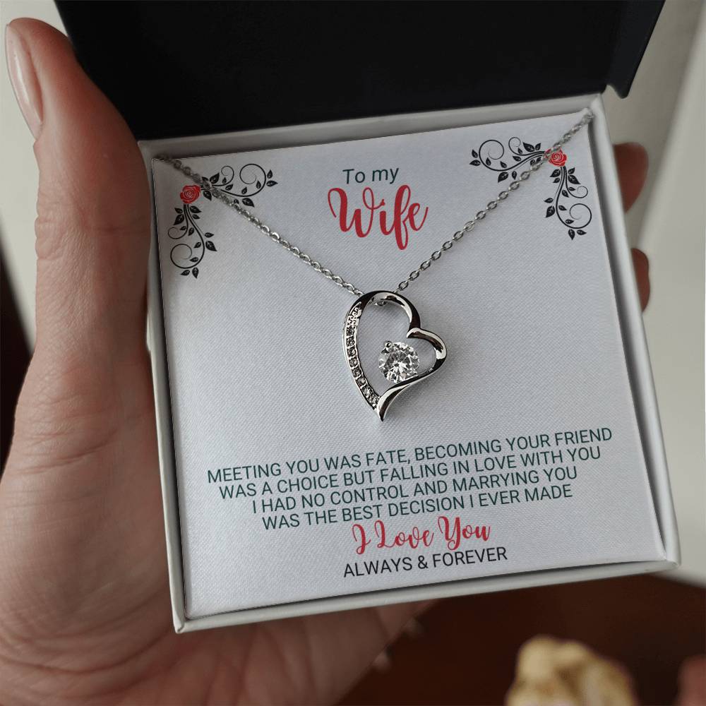 To My Wife - Best Decision Ever - Heart Necklace - FLHNWifeM24