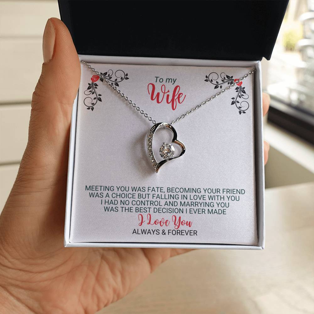 To My Wife - Best Decision Ever - Heart Necklace - FLHNWifeM24