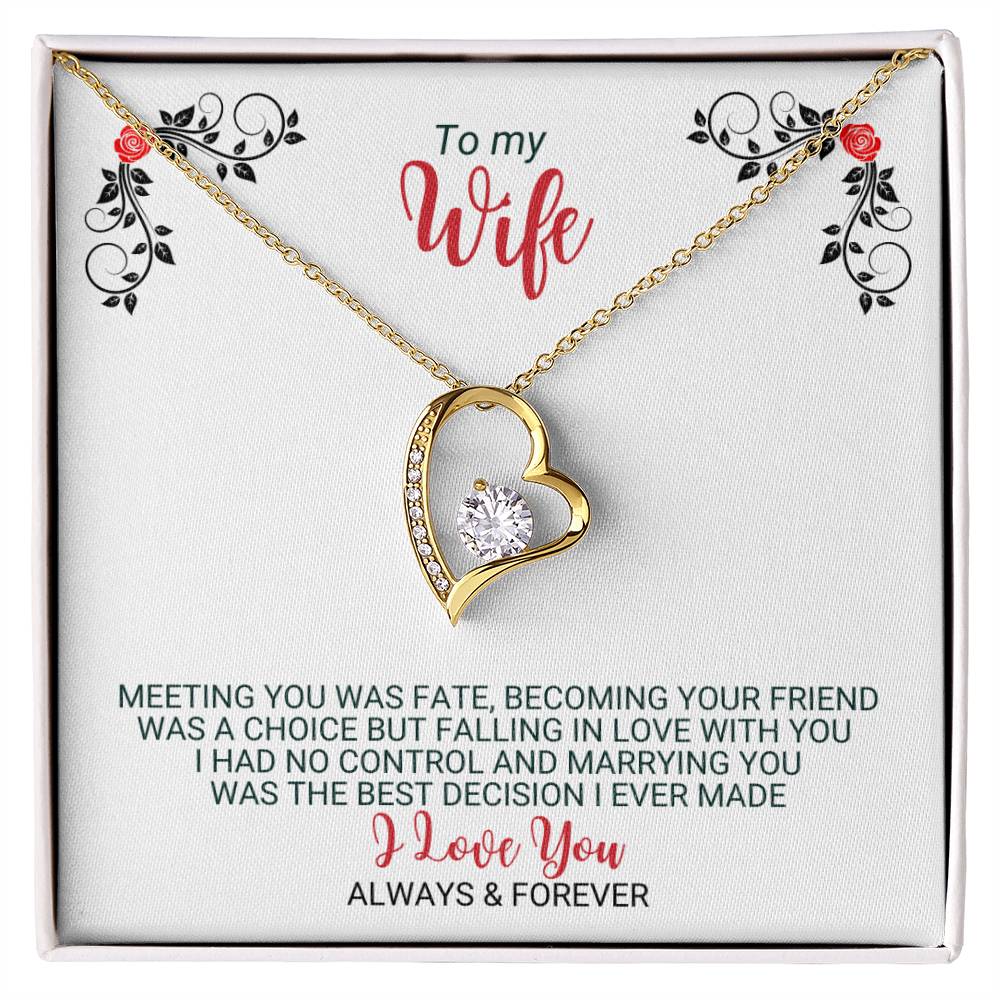 To My Wife - Best Decision Ever - Heart Necklace - FLHNWifeM24