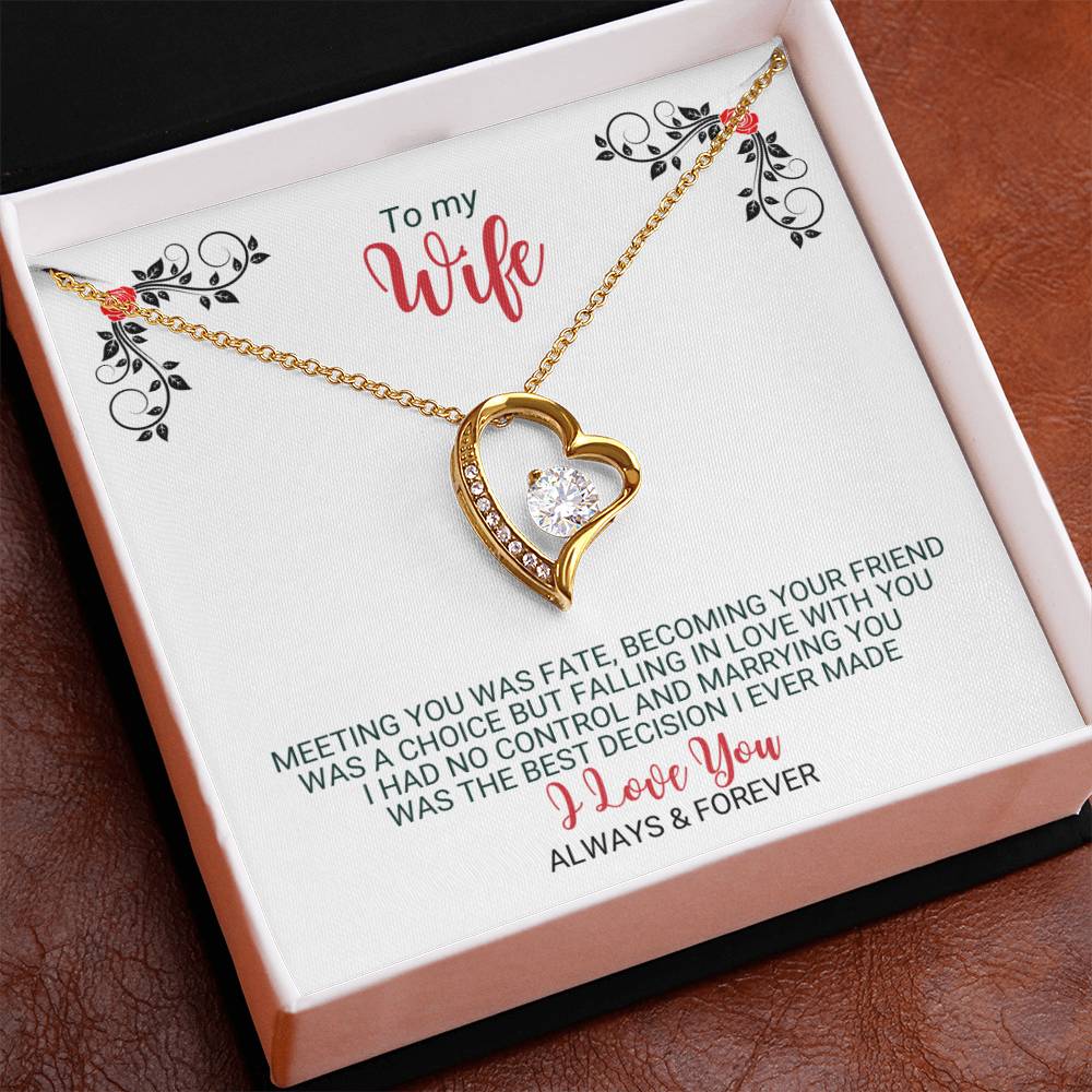 To My Wife - Best Decision Ever - Heart Necklace - FLHNWifeM24