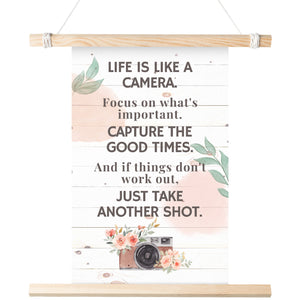 Life Is Like A Camera Quote Poster Watercolor  Vintage Effect