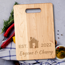 Load image into Gallery viewer, Personalised Custom Engraved Wooden Chopping Board Cheese Board Serving Board Cutting Novelty Gift Birthday Christmas Housewarming Wedding