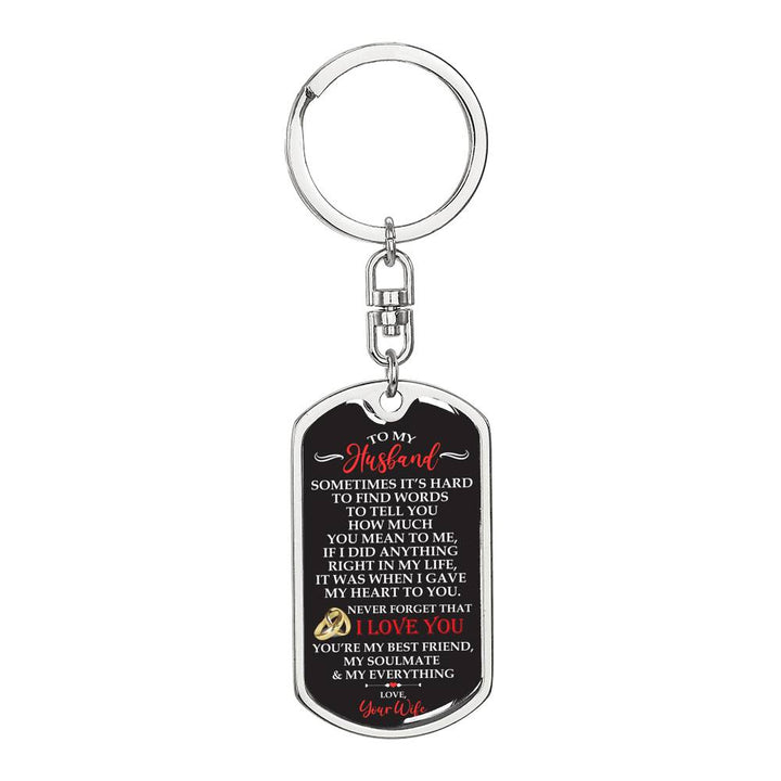 To My Husband My Everything Dog Tag Keychain GDTKCHusbandM31