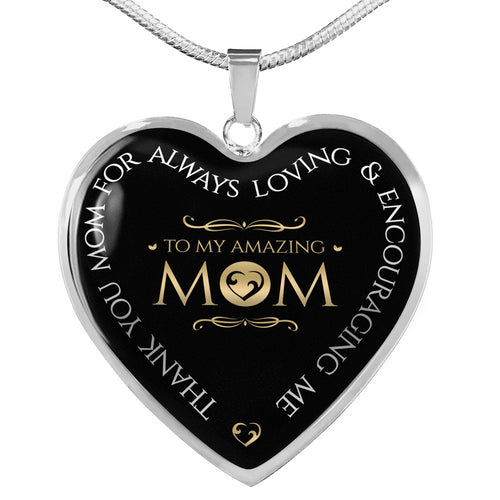 Graphic Heart Pendant Necklace - To My Amazing Mom