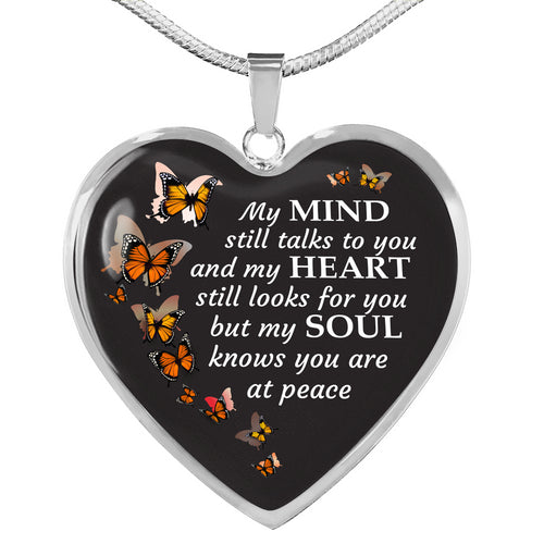 In Remembrance Heart with Butterflies Necklace - My Mind Still Talks To You - GHNMemorial02