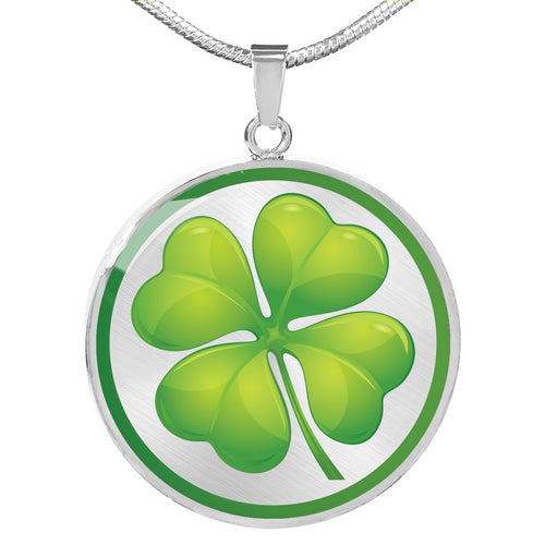 St. Patrick's Day Clover Leaf Circle Pendant Necklace