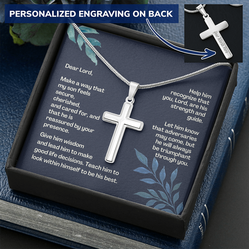 Prayer For My Son Personalized Cross Necklace - PCNSONM47